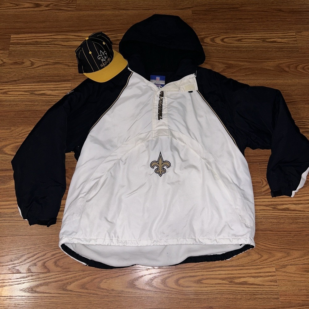 Vintage 90 Reebok New Orleans Saints Team Apparel On Field Puffer Pull Over XL